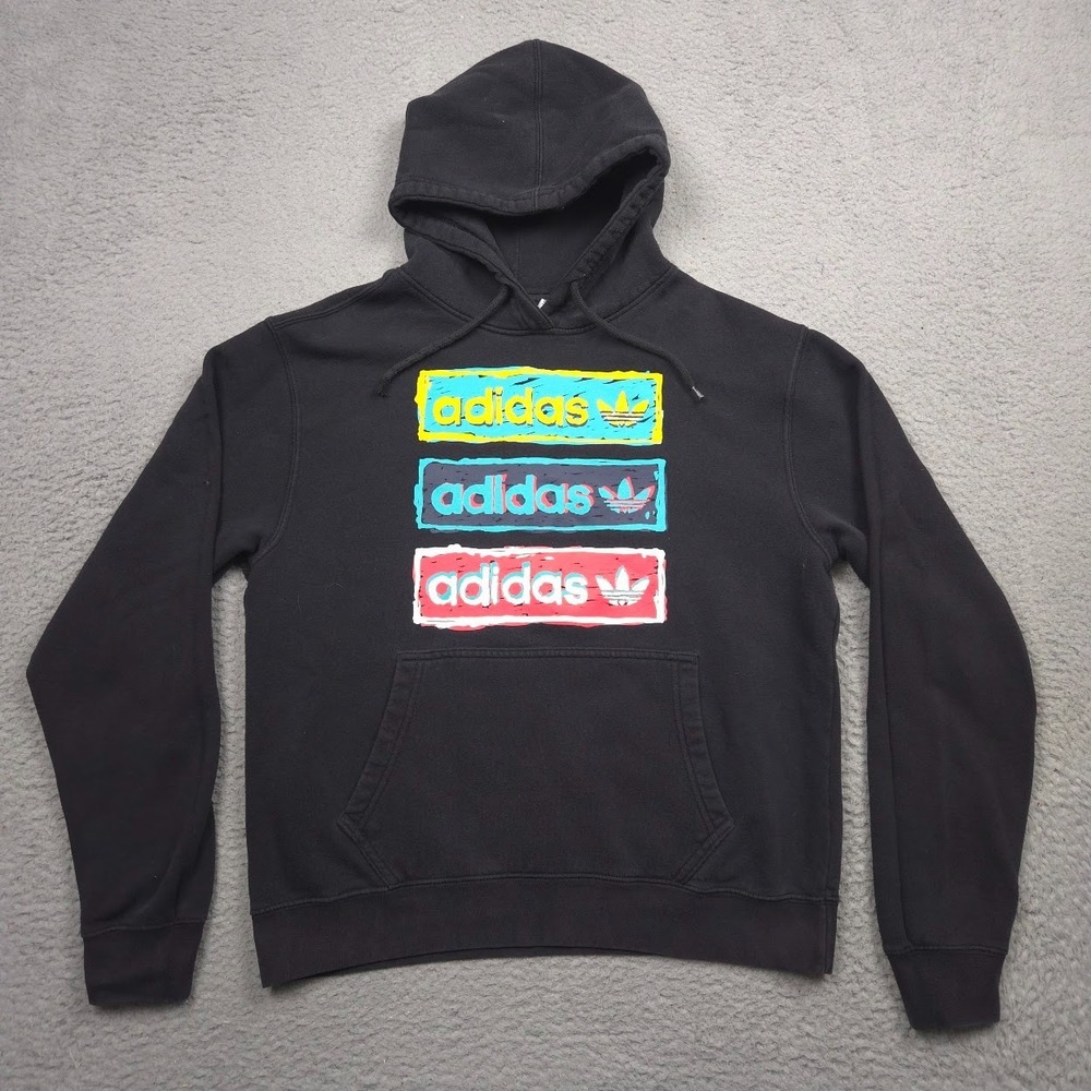 Adidas Originals Trefoil Graphic Hoodie Mens Medium 80s Skater Streetwear New